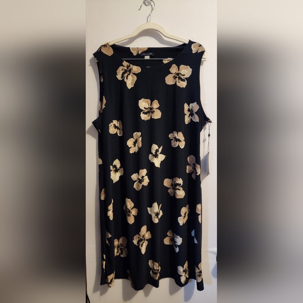 🌸👗NWT Tommy Hilfiger Black and Tan Floral Midi Dress size 18🌸